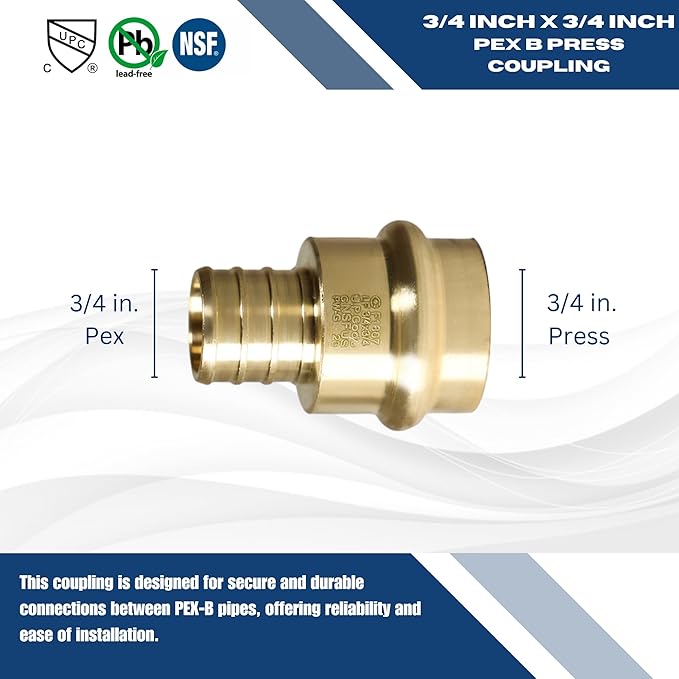 5 Pc XFITTING 3/4" Pex B x 3/4" Press Coupling, 202-3-5=5XX