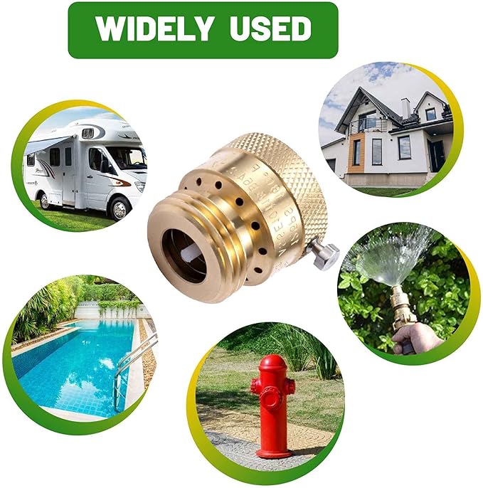 1 Pack Brass 3/4" Inch GHT Hose Bibb Connector Backflow Preventer Vacuum Breaker