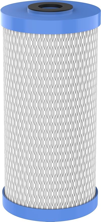Pentair Pentek EPM-BB Big Blue Carbon Water Filter, Whole House Modified Epsilon Carbon Block Replacement Cartridge with Bonded Powdered Activated Carbon (PAC) Filter, 10" x 4.5", 10 Micron, Pack of 4