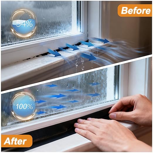 Stretch Tape for Windows & Doors, 6" x 20' Roll UV Resistant Flashing Tape Waterproof, Self-Adhesive Flashing Tape for Windows, Weather Window Tape with Advanced Acrylic Adhesive, Black (4, 6" x 20')