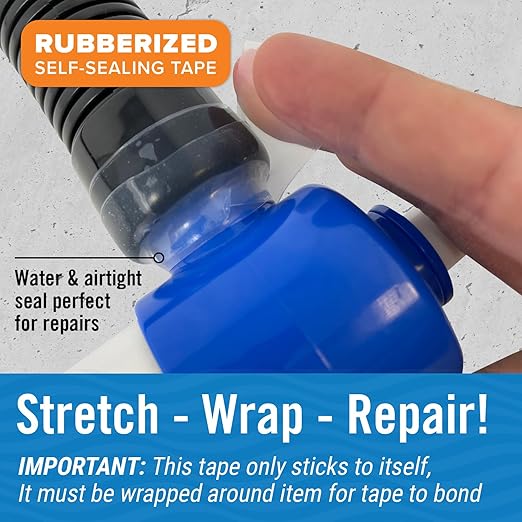 Better Boat Clear Heavy Duty Silicone Tape, Self-Fusing Rubber Hose and Plumbing Water Pipe Repair Seal, Coax Electrical or Waterproof Tape for Leaks, 15ft