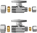 2-Pack EFIELD Straight Stop Valve 1/2" Nominal (5/8" OD) Compression x 3/8" OD, 1/4-Turn,(VALVE122-2PCS)