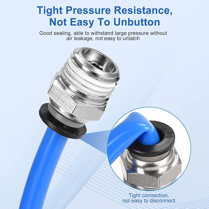 10 Pcs Push-to-Connect Fittings 1/4 Inch Tube OD x 1/4 Inch NPT Thread Pneumatic Male Straight Quick Connect Air line fittings…