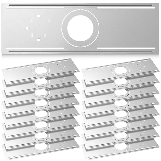 Blulu 24 Pcs New Construction Mounting Plate 4/6 Inch LED Recessed Lighting Kits for LED Bar Light Mounting with Notches Housing Flat Steel Rough in Bracket Fixture