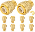 10-Pack HeSun Pushfit Male Adapter, 1/2" MNPT x 3/4" Push to Connect Plumbing Fittings with Disconnect Clip, Brass Push-fit Fittings for PEX, Copper, CPVC, PE-RT Pipes(PF132-10)