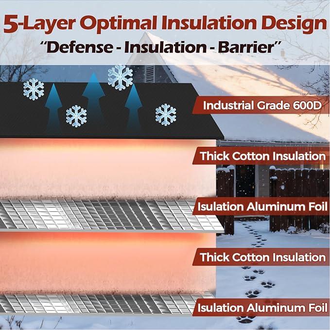 SUNICO Backflow Preventer Insulation Cover (5°F) - 5-Layer Upgrade Insulated Design Sprinkler Covers for Outside,22" W X 34" H, Backflow Insulation Cover for Sprinkler Valve,Winter Freeze Protection