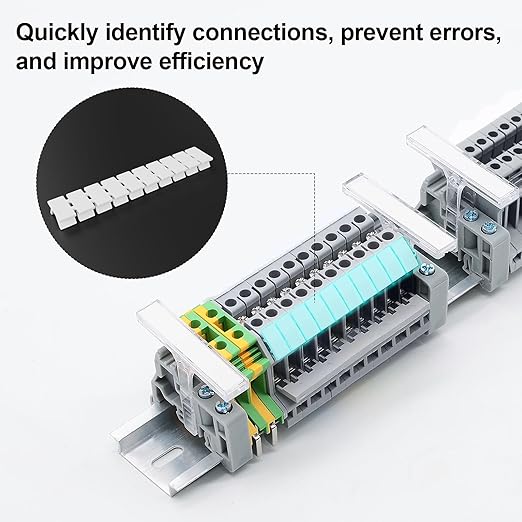 20Pcs ZB6 Blank Terminal Marker Strip, DIN Rail Terminal Block Marking Labels, Nylon PA6 Terminal Block Labels Mark Bar for UK2.5B, UK5N, UDK4, UKK5