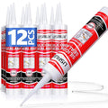Clear Advanced Silicone Caulk & Sealant, 10Oz Cartridge, 100% Waterproof RTV Silicone Sealant for Kitchen and Bathroom, Shower, Toilet, Sink, Window and Door, Shrink & Crack Proof, 12 Pack
