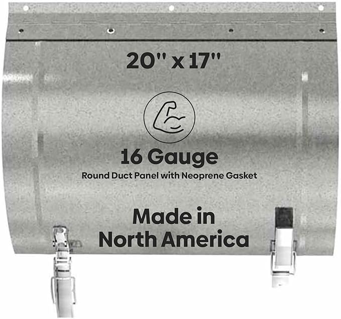BEST 20″ x 17″ Round Duct Access Panel With Neoprene Gasket, 16-Gauge Steel HVAC Duct Access Door, Plated Steel Pull and Catch, Mill/Aluminum Finish, Economical Access to Round Ducts, BA-RD-5090