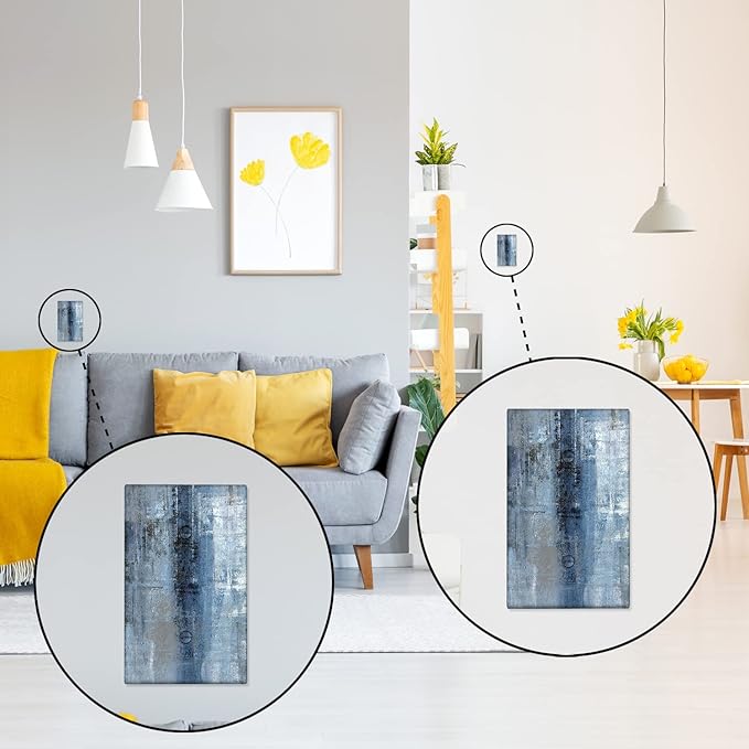 Blue Grey Switch Plate Cover 1Gang Light Switch Cover Modern Abstract Art wall plate Decortive Light Switch Cover WallPlates for Home Kitchen Decor
