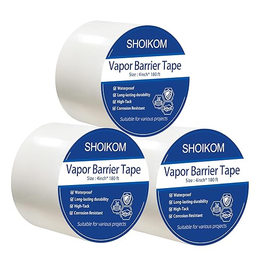 3 Pack 4-Inch x 180-Foot White Vapor Barrier Tape: Waterproof, Moisture-Proof & Sealing Solution