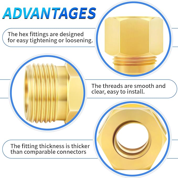 ChillWaves Brass Compression Tube Fitting, 5/8" OD x 5/8" OD Compression Union Connector(2-PACK)