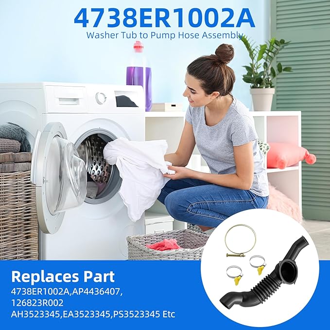4738ER1002A For LG/Kenmore Washer Tub-to Front Load Washer Washing Machine Tub Drain Hose Bellows,Replaces4738ER1002, AP4436407, 1266823, AH3523345, EA3523345, PS3523345 ﻿