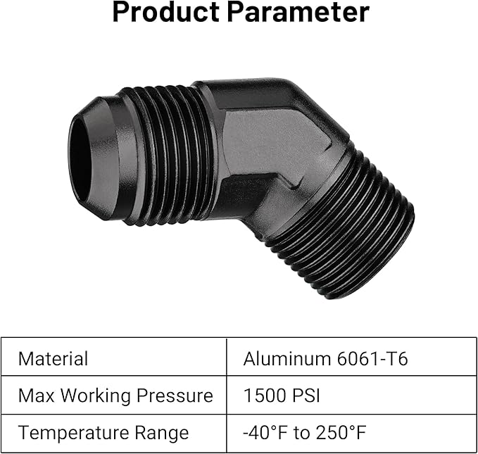 EVIL ENERGY 12AN Male Flare to 3/4" NPT Pipe 45 Degree Fitting Adapter Aluminum Black
