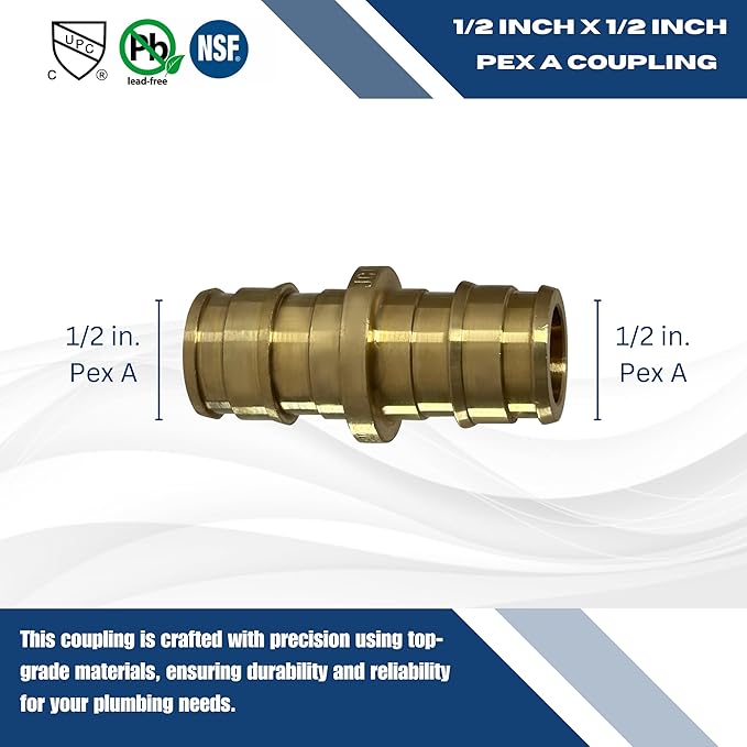 XFITTING Pex A 1/2 Inch x 1/2 Inch Pex A Coupling, 29-3-4=10XX, 10 Pieces
