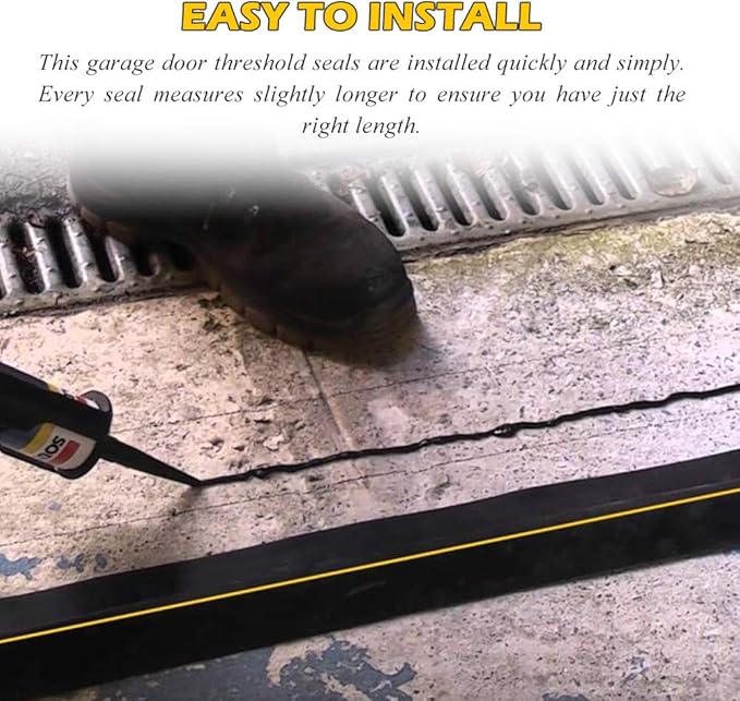 20Ft Weather Stripping Universal Garage Door Threshold Seal Strip, Garage Door Bottom Seal DIY Replacement with 20oz Glue Gel
