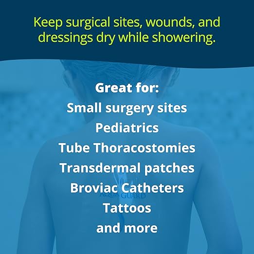 TIDI 50004-PKG AquaGuard Sheet – 4” x 4” – (Area of Coverage: 2.5” x 2.5”) – Shower Protection Sheet – Self-Adhesive Moisture Barrier – Wound Cover for Showering – 7 Sheets – Home Medical Supplies