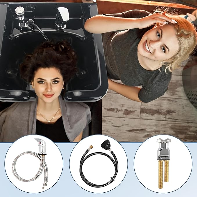 LukLoy Salon Shampoo Bowl Faucet Vacuum Breaker Kit with Shampoo Bowl Hose and Sprayer Replacement Part for Shampoo Bed,Hair Salon Sink Faucet Sprayer Hose Set
