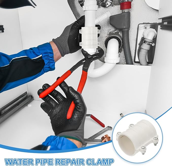 PATIKIL 2 Inch Water Pipe Repair Clamp PVC Leak Sealer for OD 50mm PE/PPR/Pipes and Plumbing (Length 2.7 Inch), White