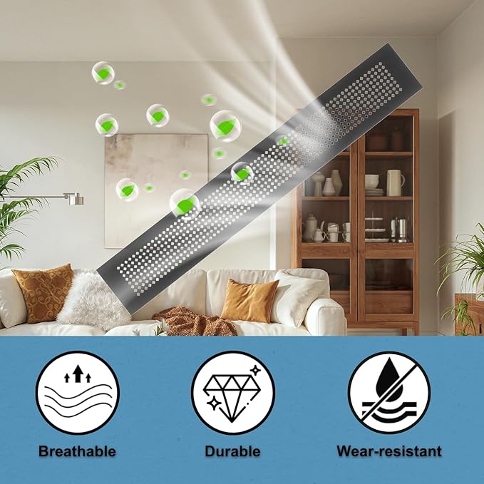 PATIKIL 24 x 3 Inch Door Air Vent Cover, 3 Pcs Aluminum Grille Ventilation Cover Louvered Diamond Hole with Mounting Screws for Cabinet Wardrobe Ceiling Door, Black