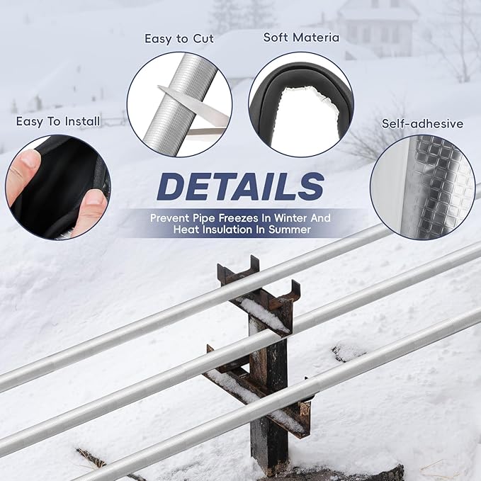 1.5 " ID Pipe Insulation Foam Tube Self Adhesive 36 '' L, Outdoor Foam Water Pipe Insulation for Winter Pipe Freeze Protection (10 PC)