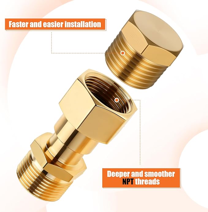 24 PCS Brass Plugs Fitting Brass Hex Pipe Plug Fittings Kits 1/8" 1/4" 3/8" 1/2" NTP Plug Male Threaded
