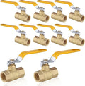 10-Pack HeSun 3/4 Inch FIP Threaded Ball Valve, Brass Full Port Shut-off Valve,3/4" Female NPT x 3/4" Female NPT, 600 WOG (Water, Oil and Gas),Yellow(VALVE228-10)