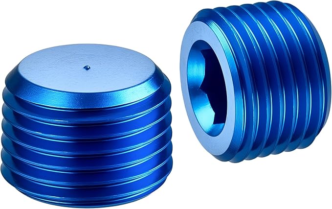 EVIL ENERGY 1/8" NPT Plugs Aluminum Socket Allen Head Blue, Pack of 2