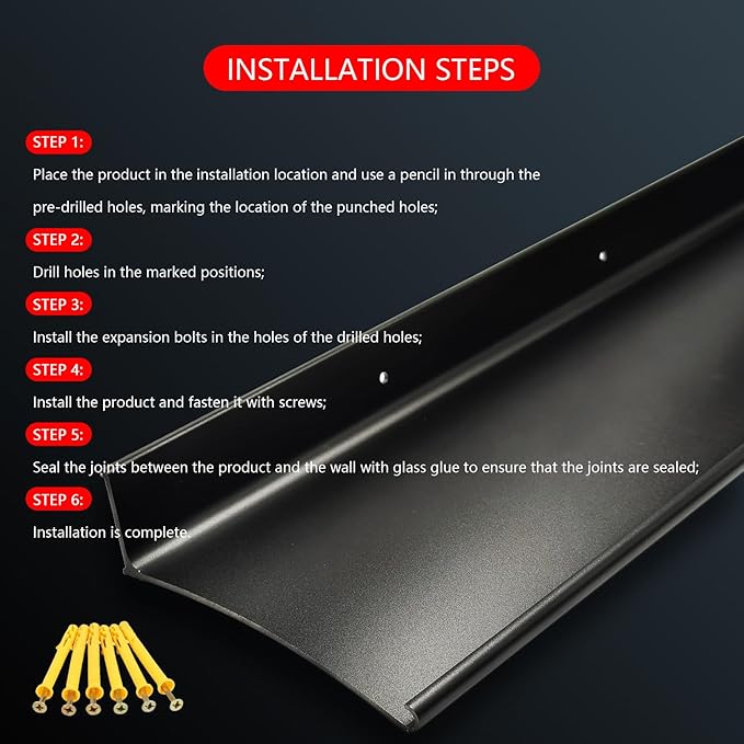 Extra Wide 5.12" W Door rain drip Guard Overhead,43.3" L Aluminum drip Cap for Exterior Doors Window Top,rain drip Edge Flashing,Water Deflector,rain Diverter,Anodized Black 1PCS