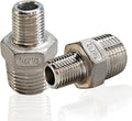 ZOUNI Reducing Hex Nipple, 304 Stainless Steel 1/2" NPT Male x 1/4" NPT Male Pipe Fitting Reducer Nipple Adapter 2000psi Reducer Straight Connector (2pcs, 1/2-1/4)