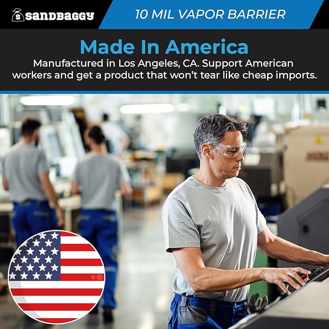 10 Mil Clear Vapor Barrier – Polyethylene Visqueen (USA Made) - Sandbaggy (10 ft x 100 ft, 1)
