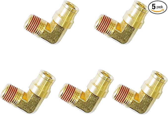 Push-to-Connect Pneumatic Fittings Set - 3/8" Tube OD x 1/8" NPT Male DOT Air Brake Line Fittings, 5pcs Brass Air Hose Quick Connect Fitting