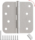 4" X 4" Nickel Door Hinges – 36 Pack Brushed Nickel Door Hinges with 5/8" Radius, Rounded Interior Heavy Duty 4 Inch Exterior & Front Door Hinge for Residential Use