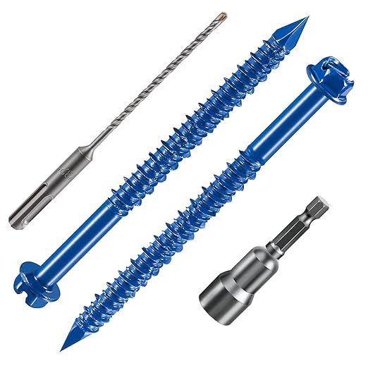 Wensilon(100 PCS) 3/16" * 3-1/4" Slotted Hex Concrete Screws Anchor Blue Hexagon Head for Anchoring to Masonry, Block or Brick Stucco