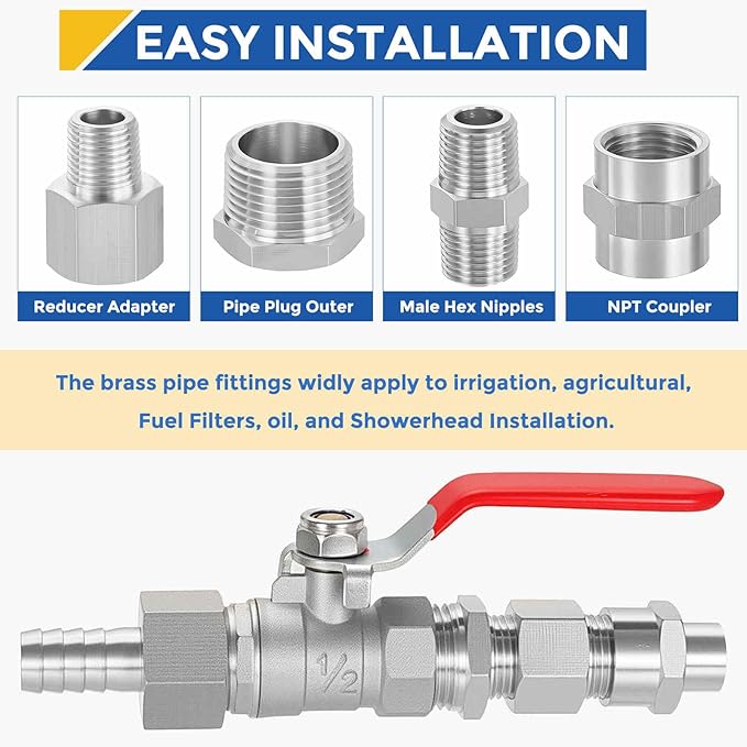 2 Pack 316 Stainless Steel Pipe Fittings, 90 Degree 1/2" FeMale NPT to 1/2" FeMale NPT Barstock Street Elbow W/Sealing Tape, Forged Pipe Fitting Connector for Air, Oil, LP