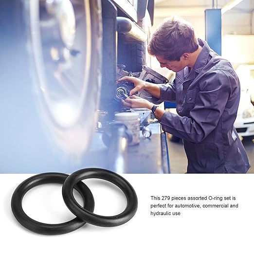 279 Pcs O Ring Assortment Kit, 18 Size Black Rubber O Ring Kit Resist Oil and Heat for Auto Plumbing Hydraulic Hose Faucet Water Air or Gas Repair