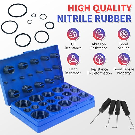 826 Pcs Universal Rubber O Ring Assortment Kit in Inch Standard SAE O-Rings and Metric Oring Set for Automotive Plumbing Faucet Repair, Air or Gas Connections,Resist Oil and Heat