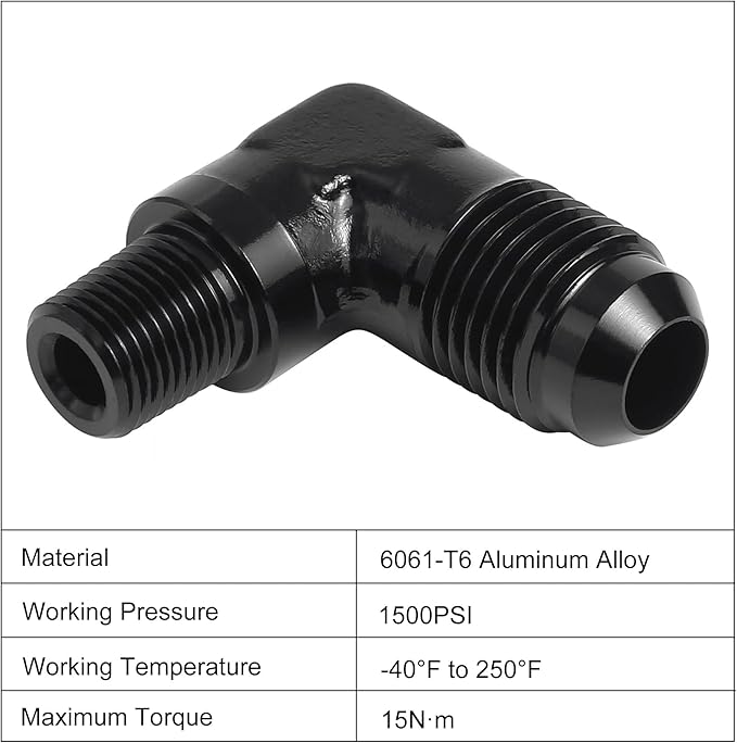 EVIL ENERGY 6AN to 1/8" NPT Male 90 Degree Fitting Adapter Aluminum