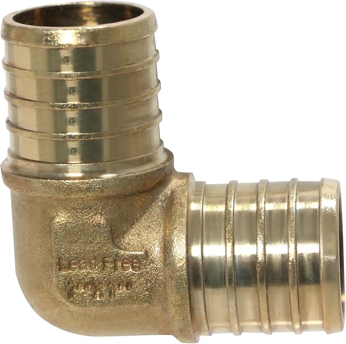 XFITTING Pex 1 Inch x 1 Inch Pex Elbow Brass Crimp Fitting, 23-1-2=10X, 10 Pieces