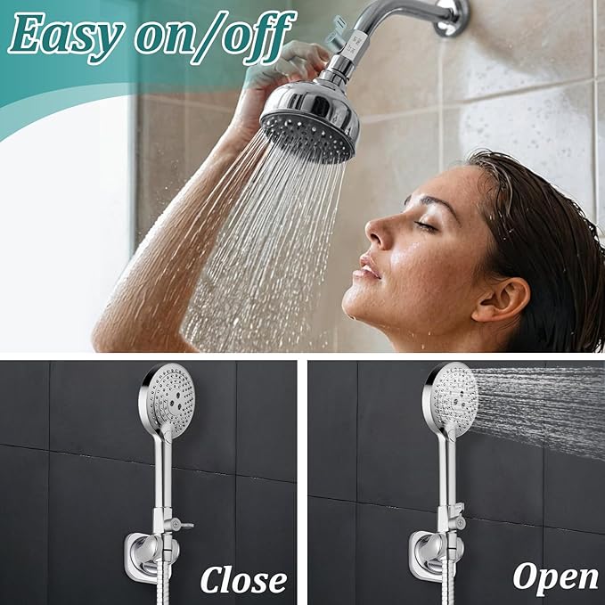Shower Head Shut Off Valve 304 Stainless Steel Mini Ball Valve(1/2" Female X Male) NPT Thread Water Flow Control，RV Shower Head with Hose Flow Restrictor