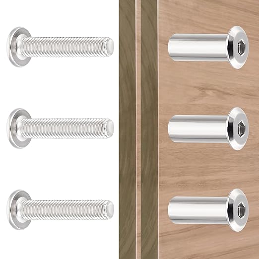 25Pcs M6x30mm-Silver Metal Deck Screws for Furniture Assembly, Socket Cover Bolts & Wood Projects (25, M6x30mm)