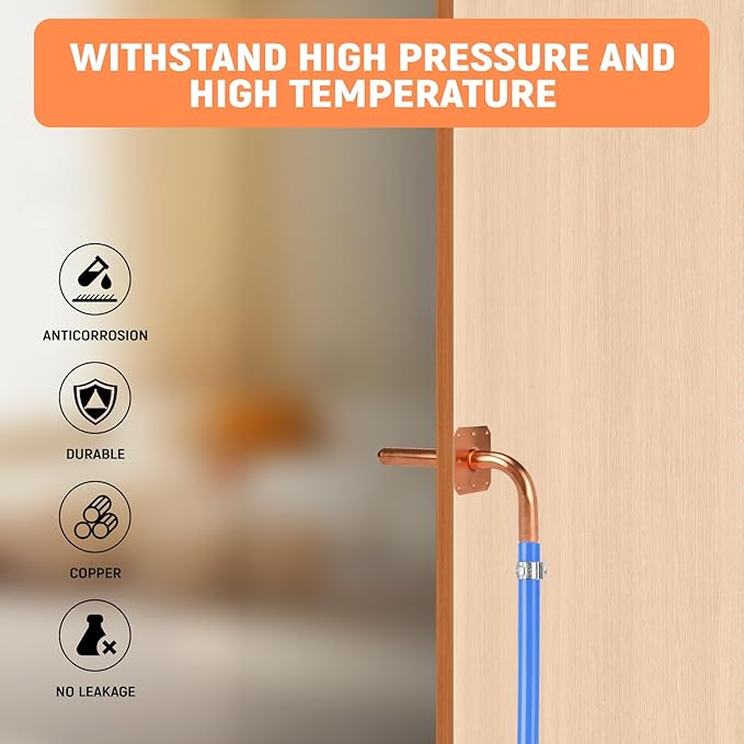 Pack of 10,1/2In Copper Stub Out Elbows with Wall Flange,F1807 Lead-Free PEX-B/C Barb Crimp Fittings,6 Inch Length, for Bathroom Faucet, Shower Valve,Toilet Supply,Easy Installation,Remodel Plumbing