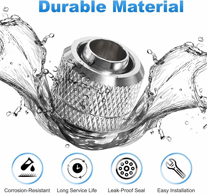 4-Pack G1/4" Thread 3/8 in ID 1/2 in OD Quick Tighten Compression Fitting - Durable Hard Tubing Compression Fitting for Soft Tubing, Computer Water Cooling System, Silver