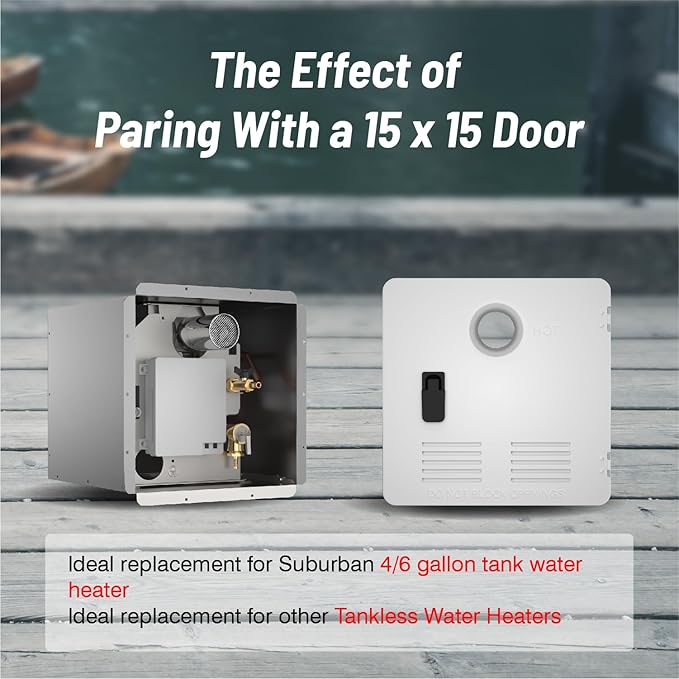 Ranein 15 x 15 Inches RV Water Heater Black Door. ONLY Door kit for Ranein RV water heaters