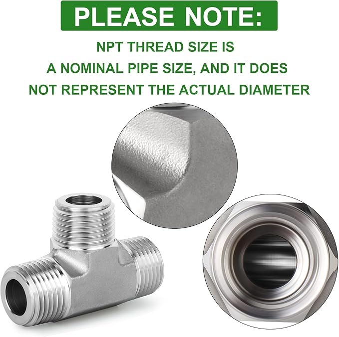 TAISHER 1PCS Forging of 304 Stainless Steel Tee Pipe Fittings, 1/2" x 1/2" x 1/2" NPT Male Pipe Fittings