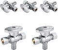 5-Pack Foskan Dual Outlet Angle Stop Valve,1/4 Turn Shut off Valve,1/2" PEX x 3/8" OD x 3/8" OD,Chrome Plated Brass