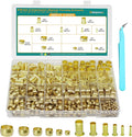 500PCS Brass Compression Sleeves Ferrules Inserts Kit 1/2" 3/8" 5/16" 1/4" 3/16" 1/8" Tube OD, 6 Sizes Air line Fittings Assortment Kit for Air Water Fuel Oil and Inert Gases Line