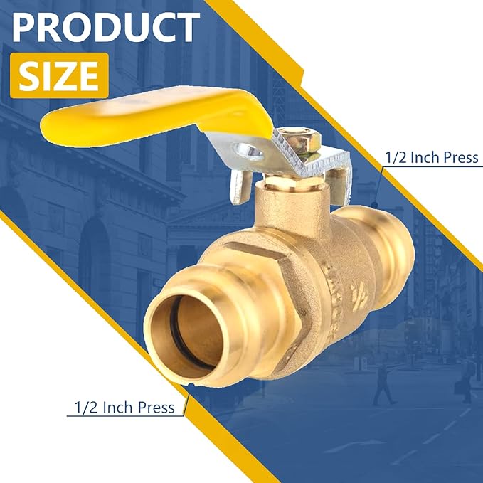 1/2-Inch Copper Press X Press Ball Valve for Copper Tubing,Brass Full Port Water Stop Shut Off Ball Valve,1/4 Turn with EPDM O-ring(Pack of 20)(VALVE242-20Pack)