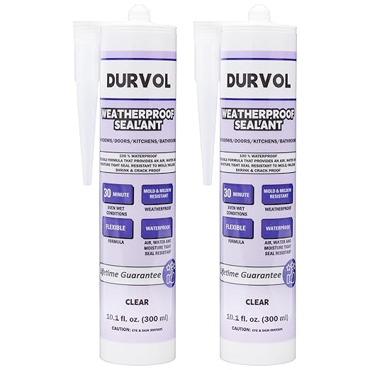 All-Weather Sealant Waterproof Caulking Seal 2-Pack Clear, Caulking Sealant for Kitchen, Bathroom, Marine, Door and More