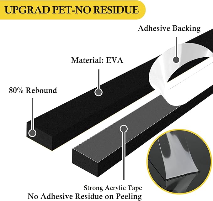 fowong Air Conditioner Window Seal 1 Inch X 1 Inch, Thick AC Weather Stripping High Resilience Foam Sealing Tape Adhesive AC Window Seal Kit 6.5ft Long (6.5ft x 4 Rolls, Black)